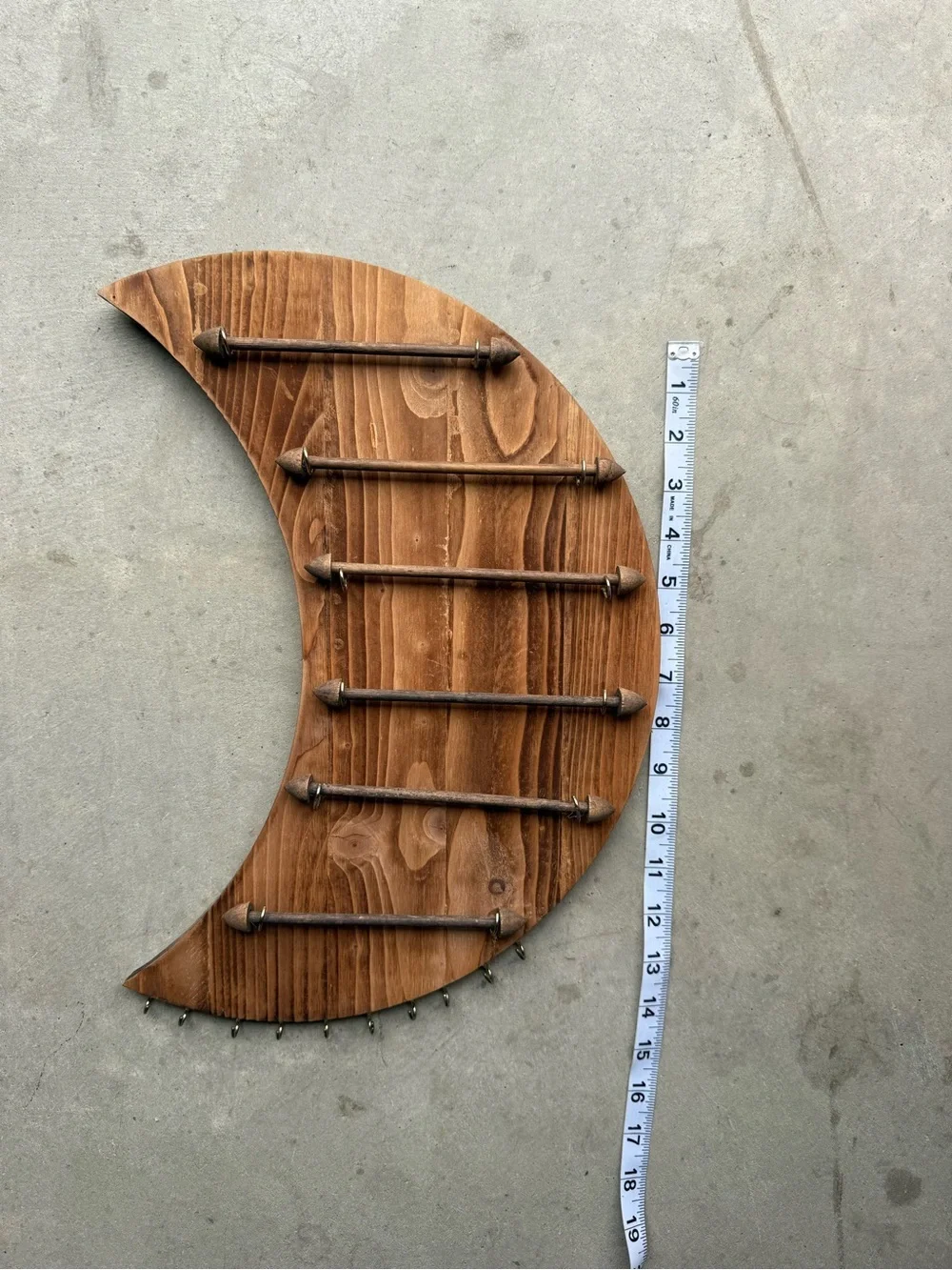 Wooden Crescent Moon Wall Organizer - Brown jewelry